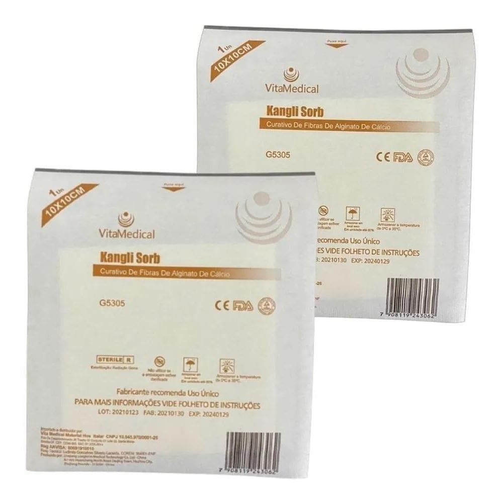 2X 2 Unidades Curativo Hospitalar Alginato De Calcio 10X10 K