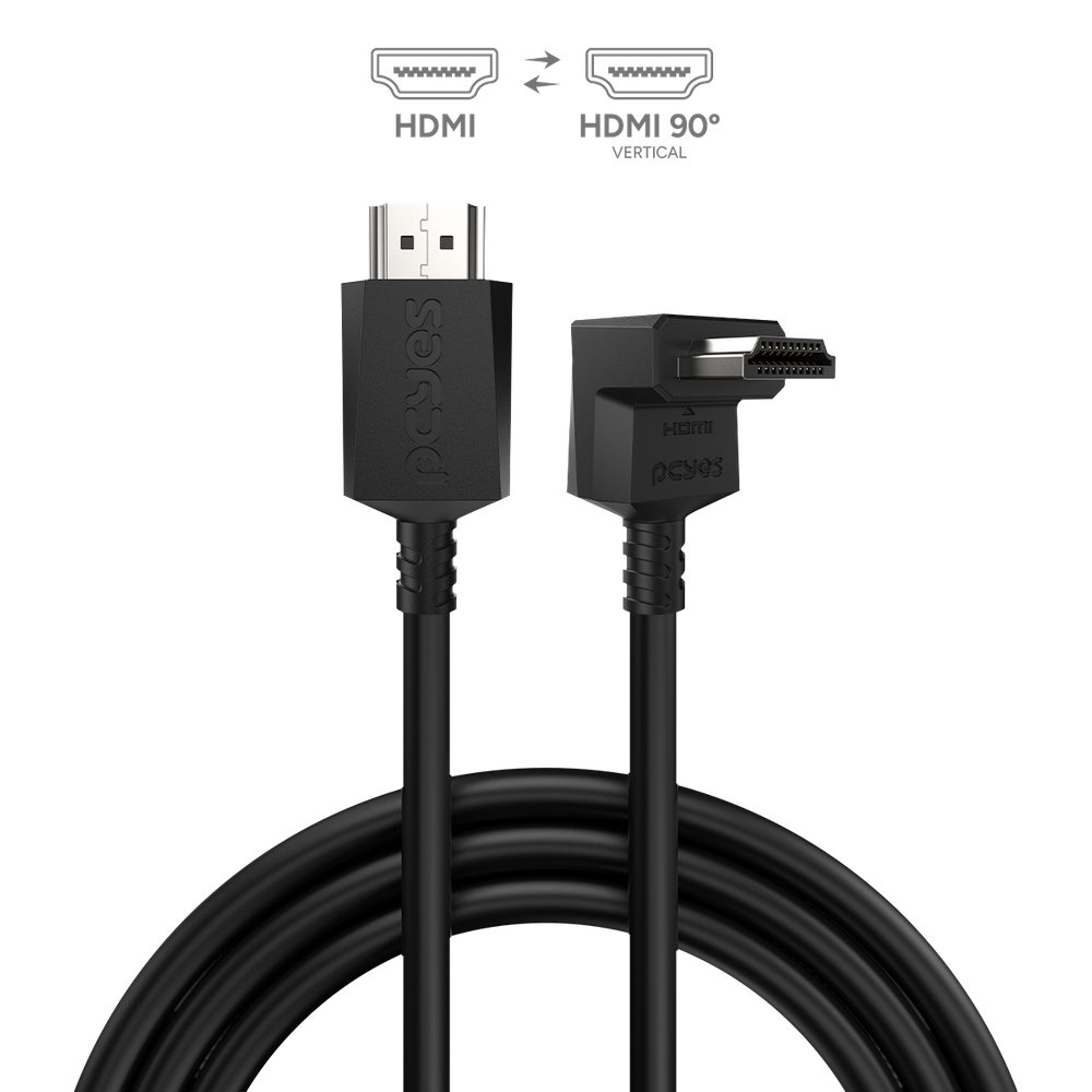 Cabo HDMI 2.1 CONEC.90º Vertical - Preto - 2 Metros - PH21-2V-D