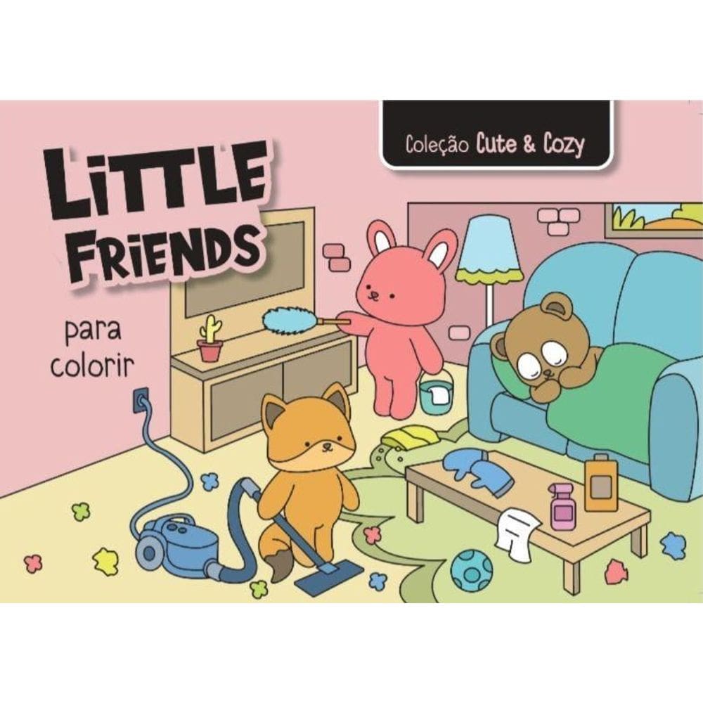Livro De Colorir - Col. Cute & Cozy - Little Friends - Rosa