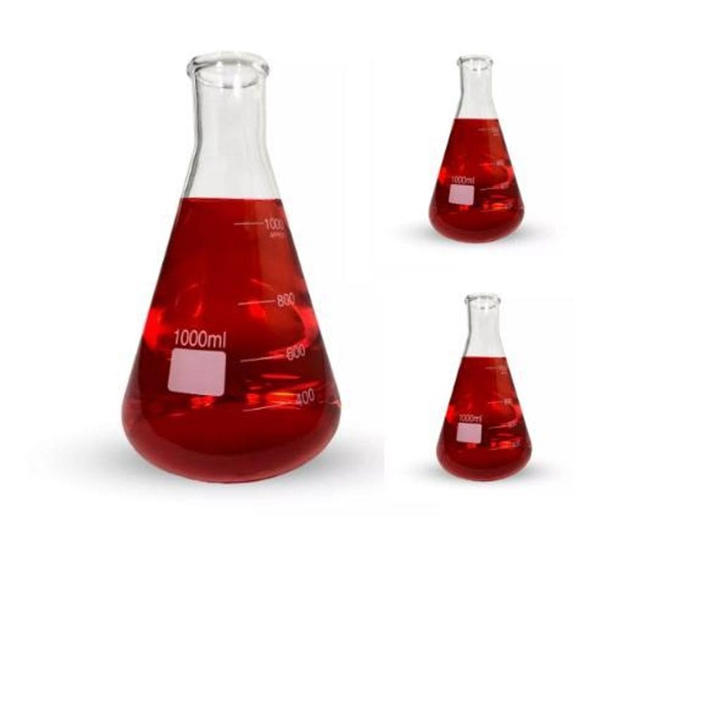 Erlenmeyer De Vidro Boca Estreita Grad. 1000Ml Caixa Com 3