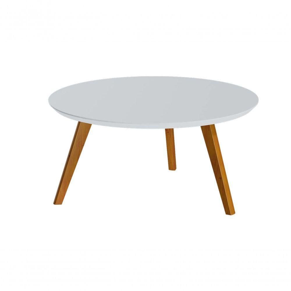 Mesa De Centro Classic Redonda Branco Acetinado - Imcal Móveis