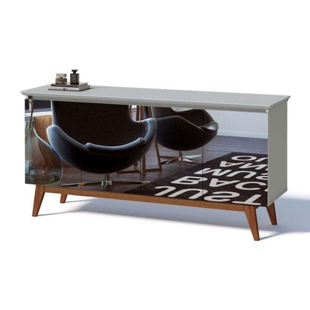 Buffet Classic Branco Acetinado Com Espelho - Imcal Móveis