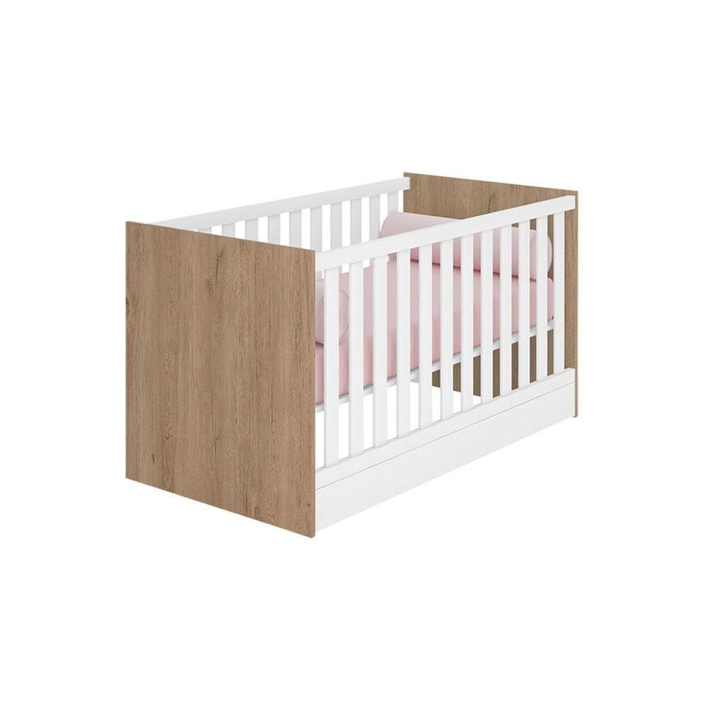 Berço Mini Cama Doce Sonho Carvalho Com Branco - Qmovi