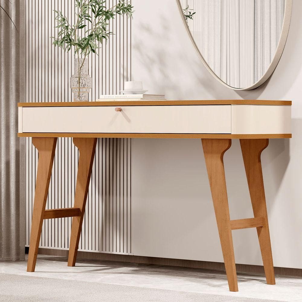 Aparador Aruma Com 1 Gaveta E Cantos Arredondados Off White Com Nature