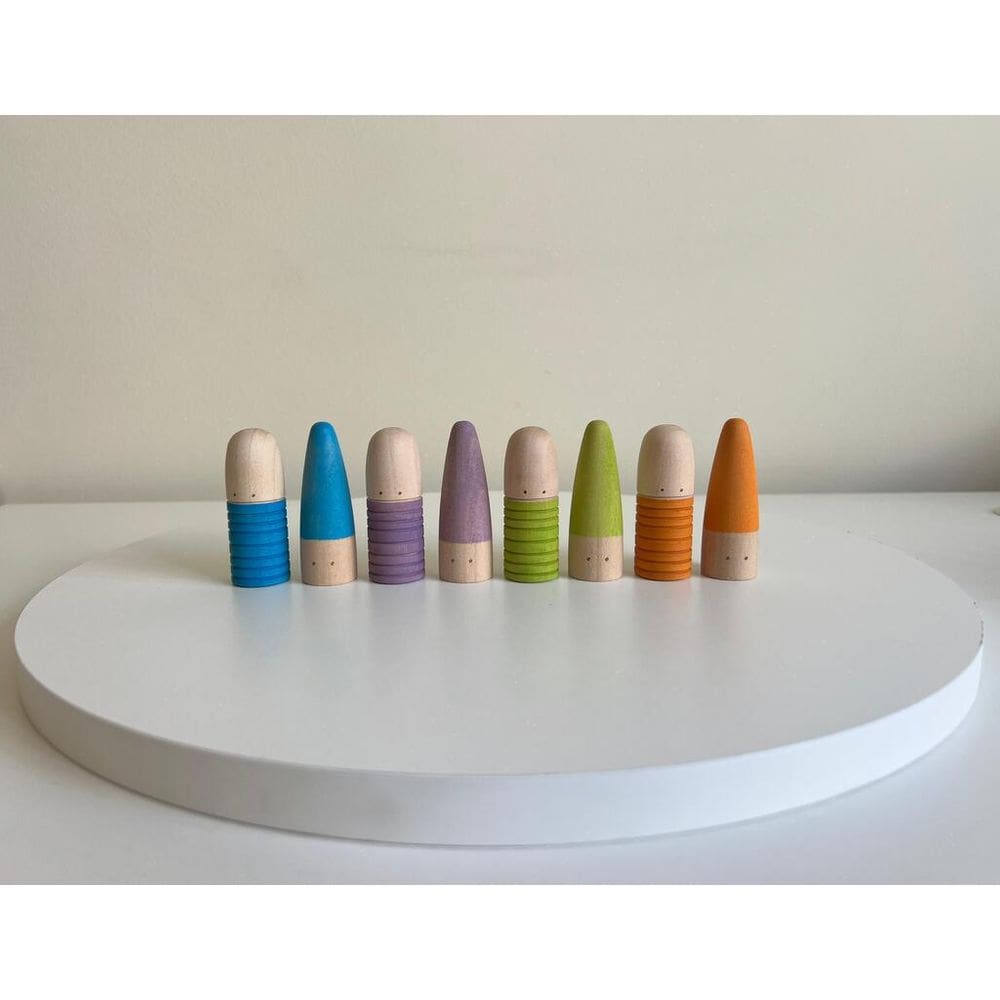 Kit 08 Bonecos Slim - Madeira - Bonecos para Constelação Familiar