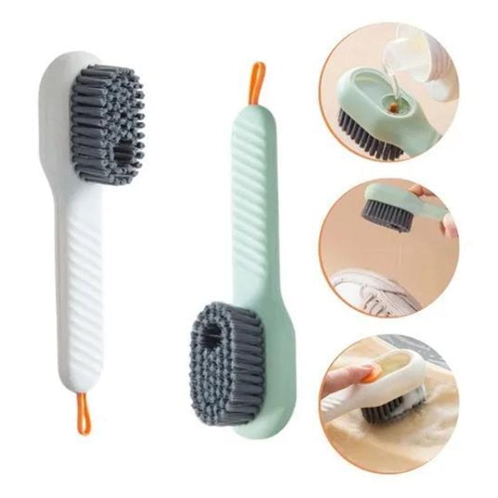 2X Escova Multiuso Com Dispenser Reservatório Limpa Sapatos