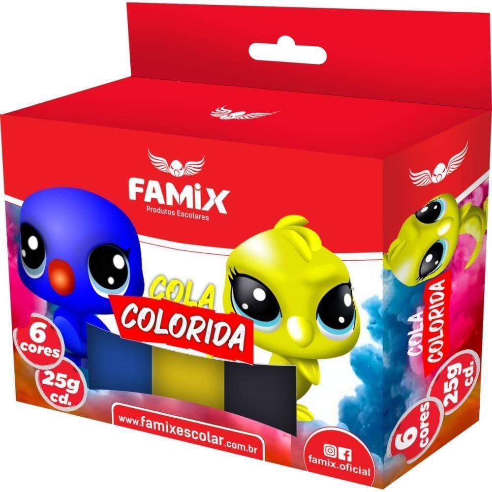 Cola Colorida Tubo 25G. 6 Cores - Famix