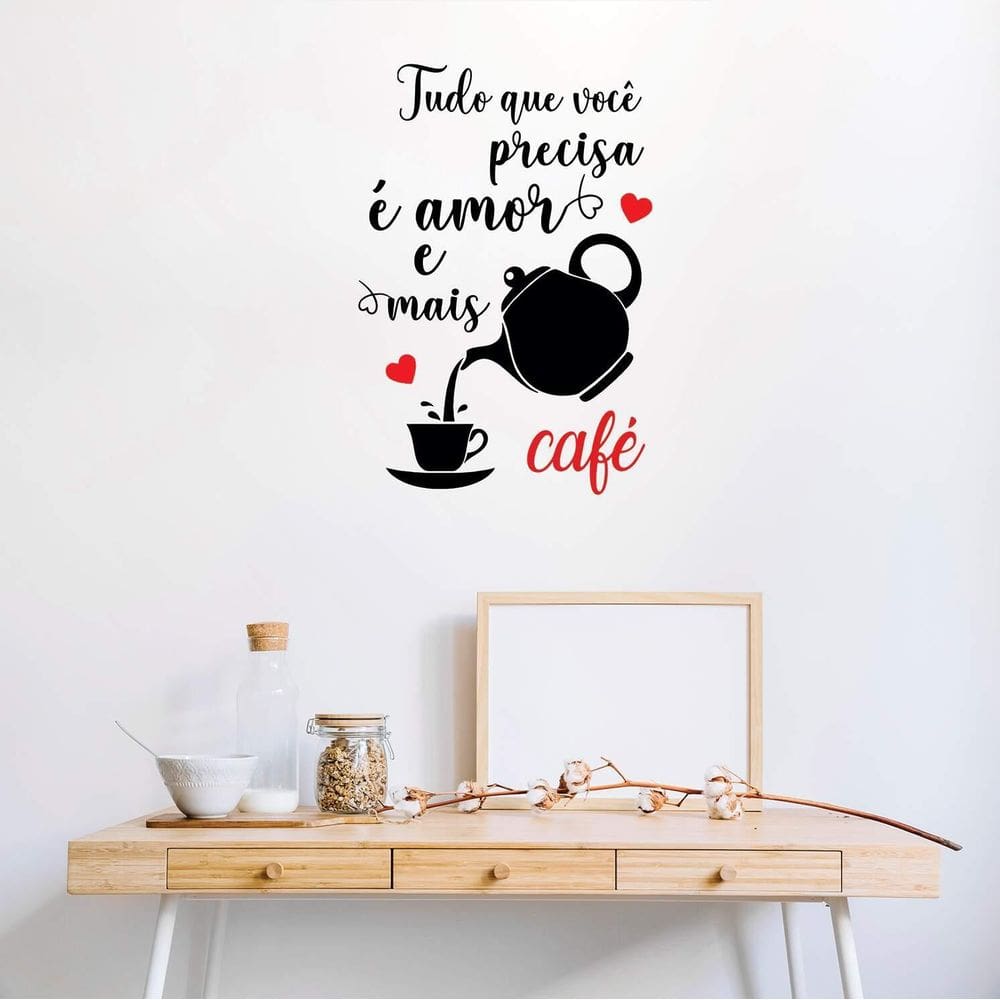 Adesivo De Parede Amor E Café