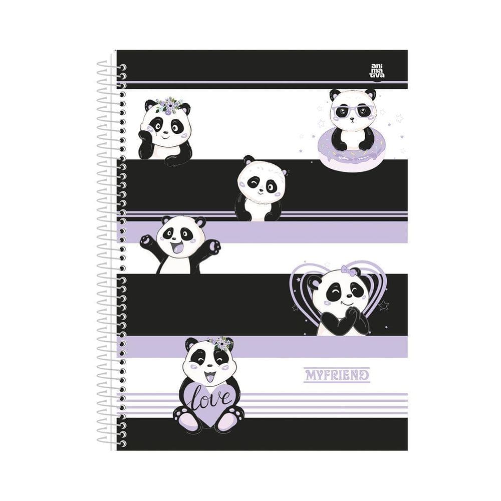 Caderno Pandinha My Friend Capa Dura 80Fs 1 Matéria Listrado