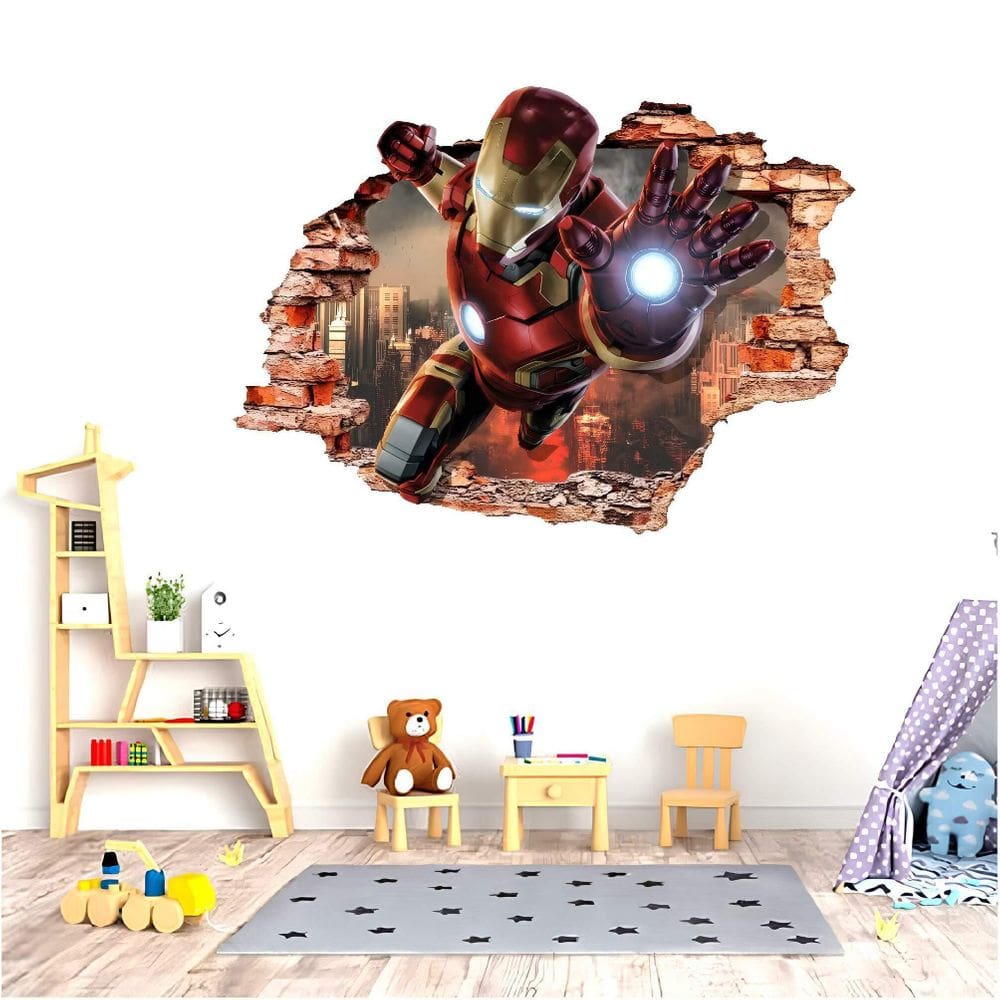 Adesivo De Parede Buraco Homem De Ferro