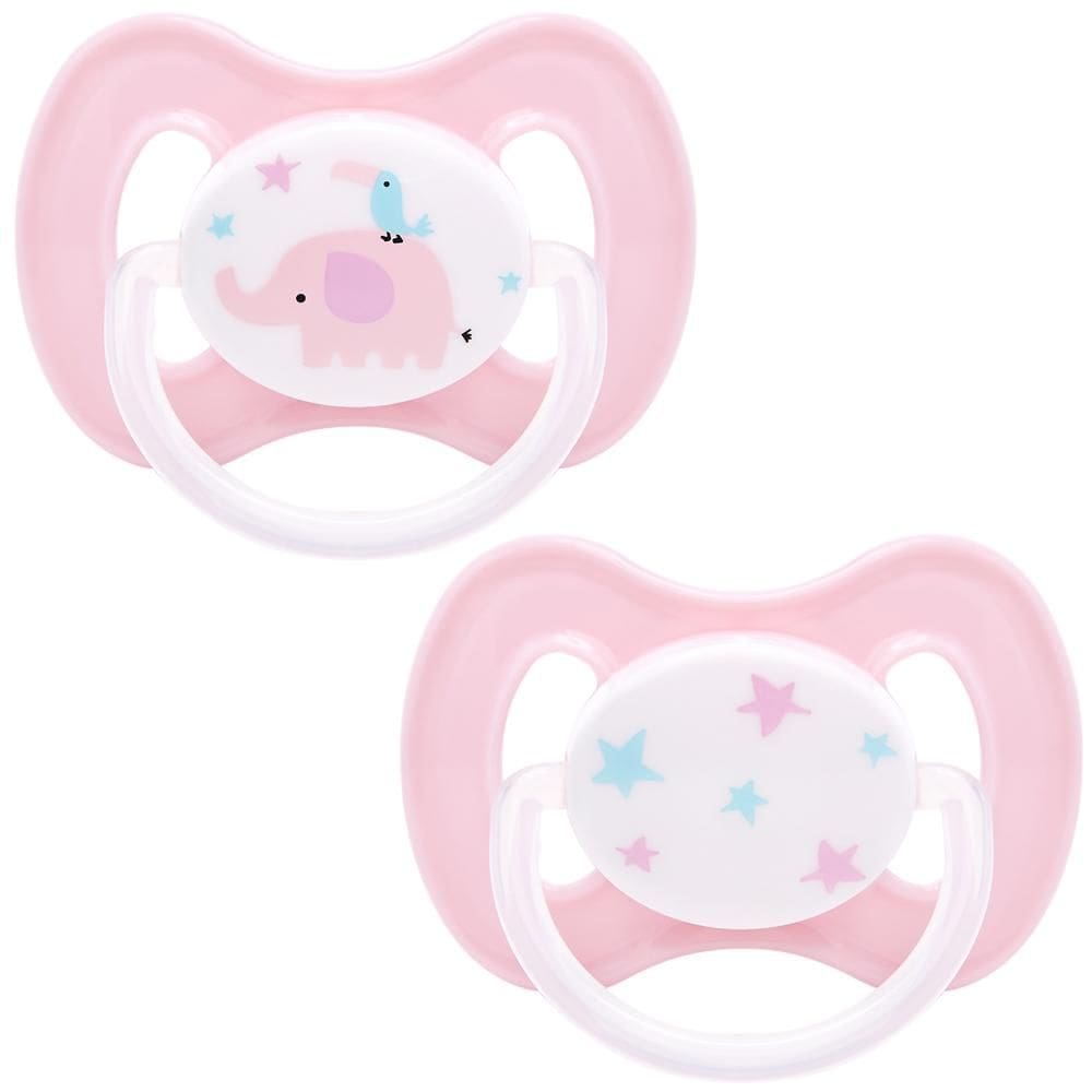 Kit 2 Chupetas Buba Comfort Tam 1 Noturna Elefante Rosa