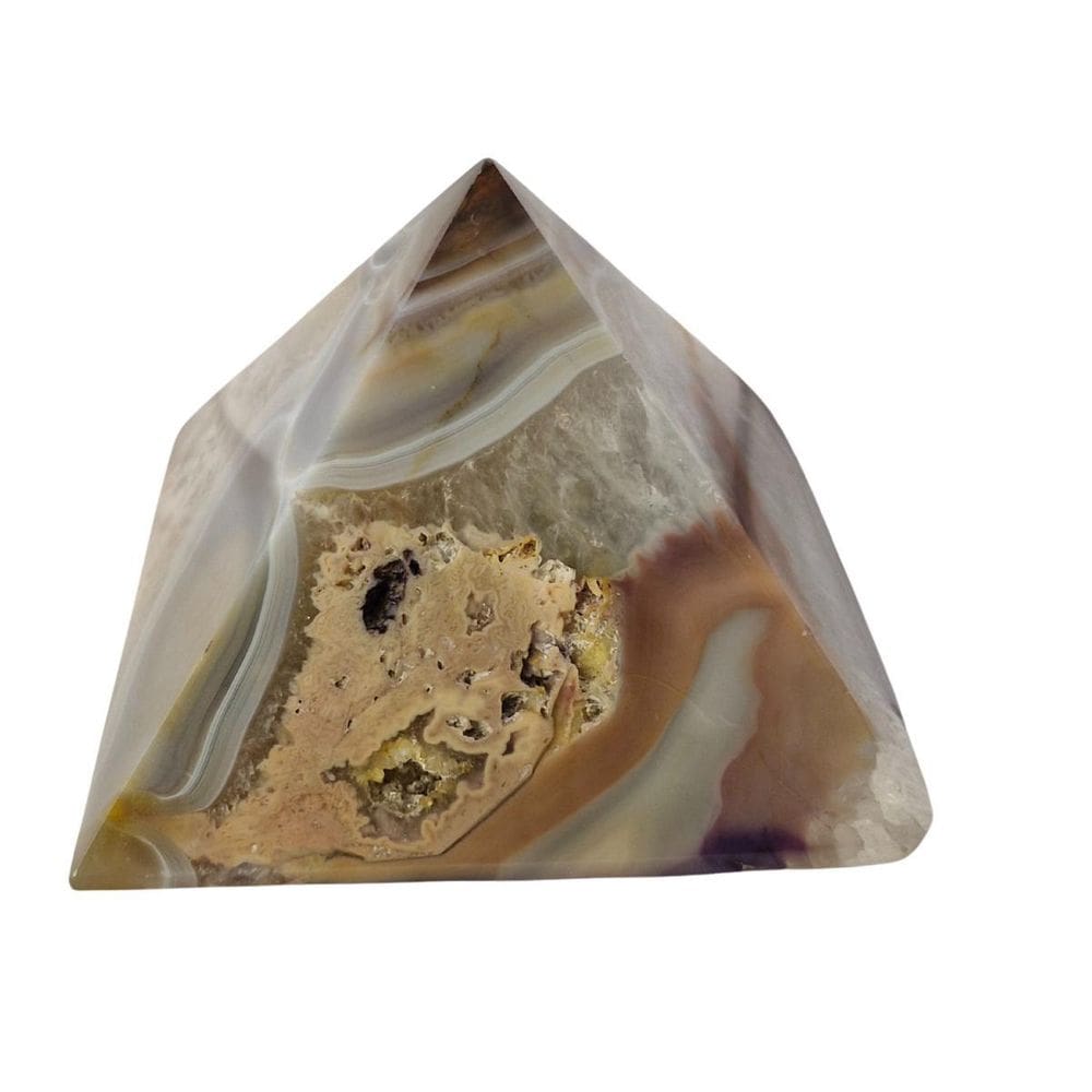 Pirâmide De Pedra Ágata Marrom Decoração