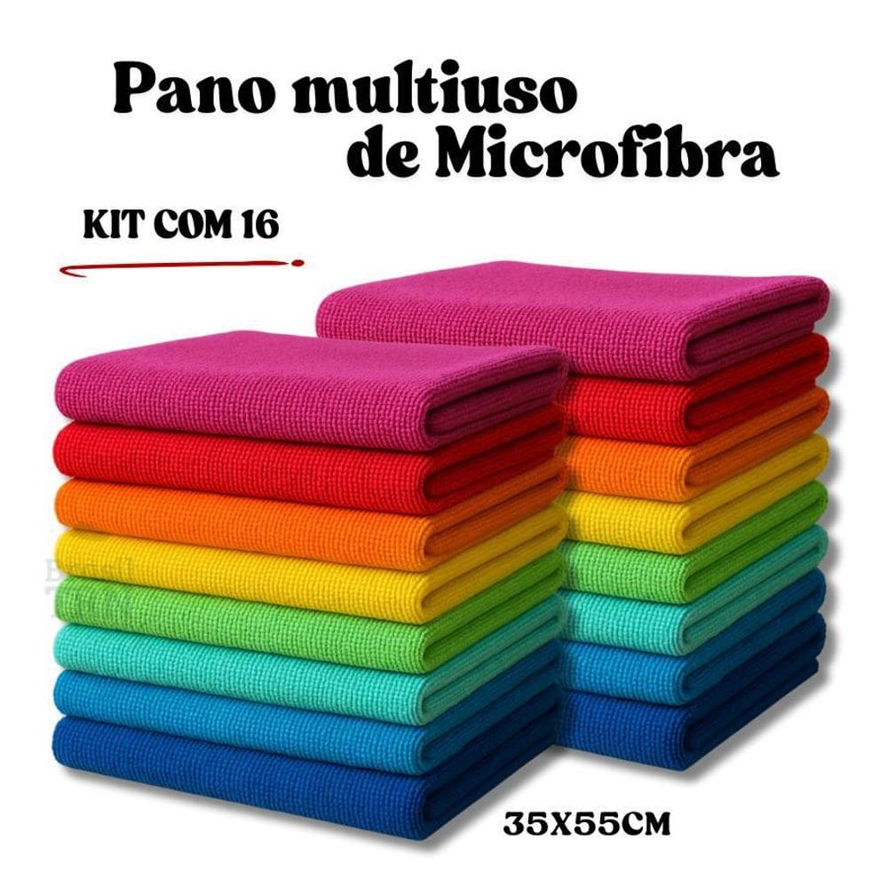 Panos De Pia 35X55Cm Microfibra Kit Com 16 Pano Mágico