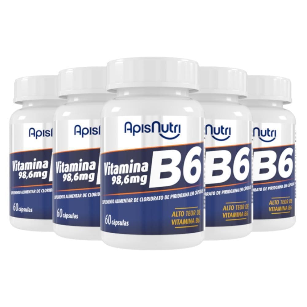 Kit 5 Vitamina B6 Apisnutri 60 Cápsulas