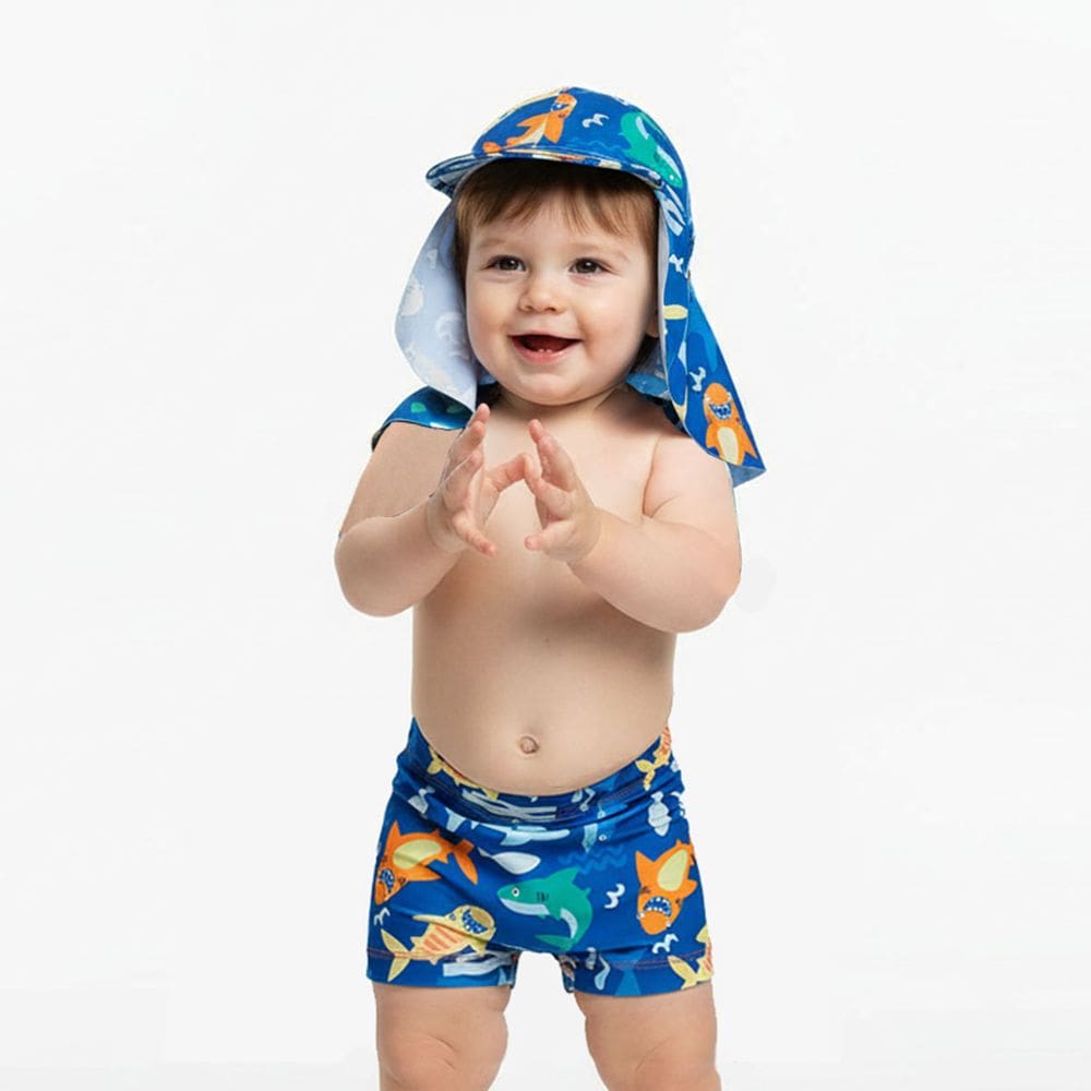 Sunga Boxer Bebê com Boné Legionário Proteção UV Tuba Colors Royal Tip Top