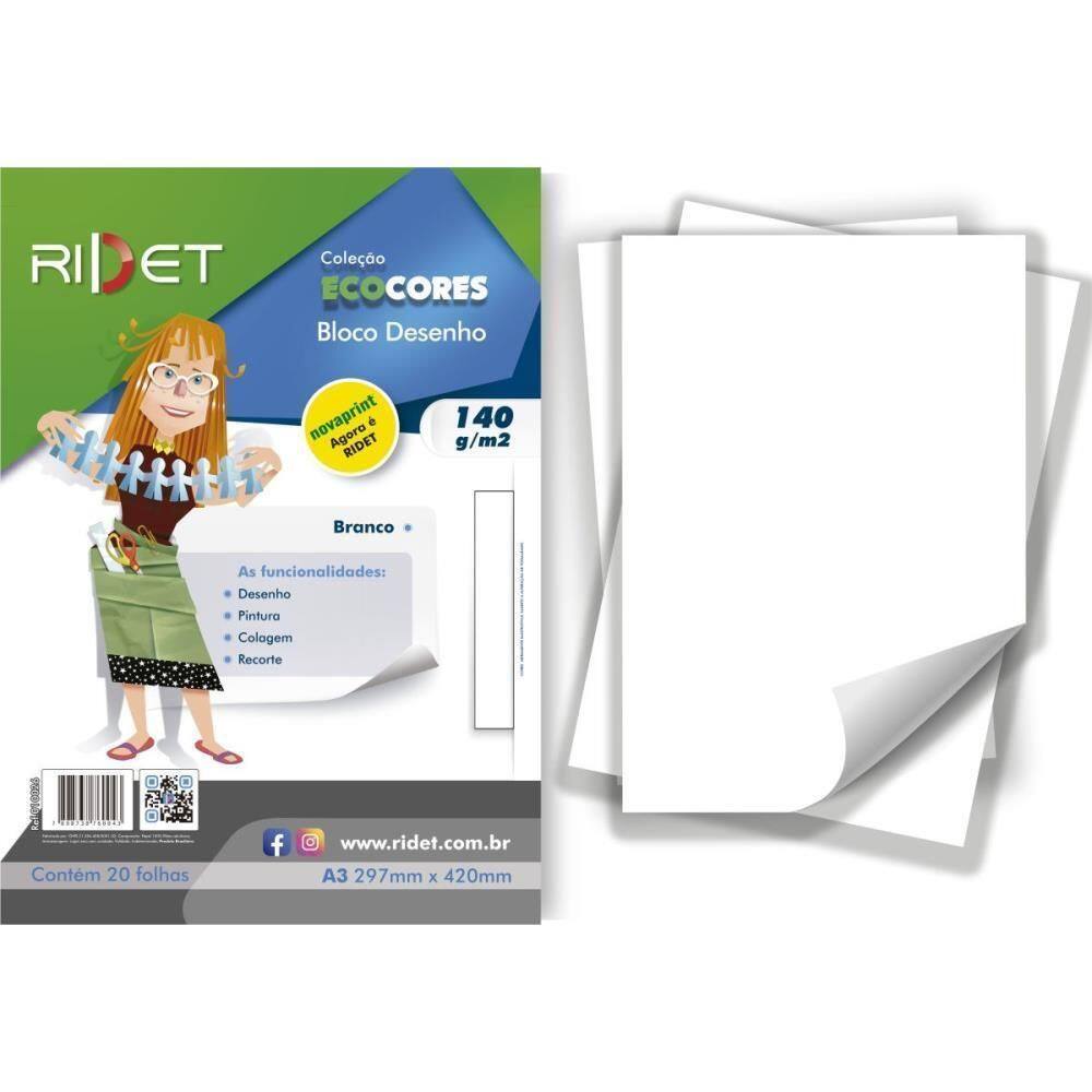 Bloco P/Educação Artística Desenho Branco A3 140G 20Fls