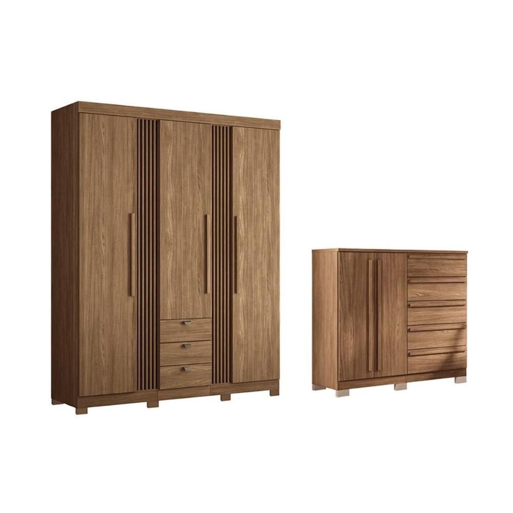 Guarda Roupa 2 Peças (1GuardaRoupa+1Cômoda) QC253 Jatobá - Santos Andirá