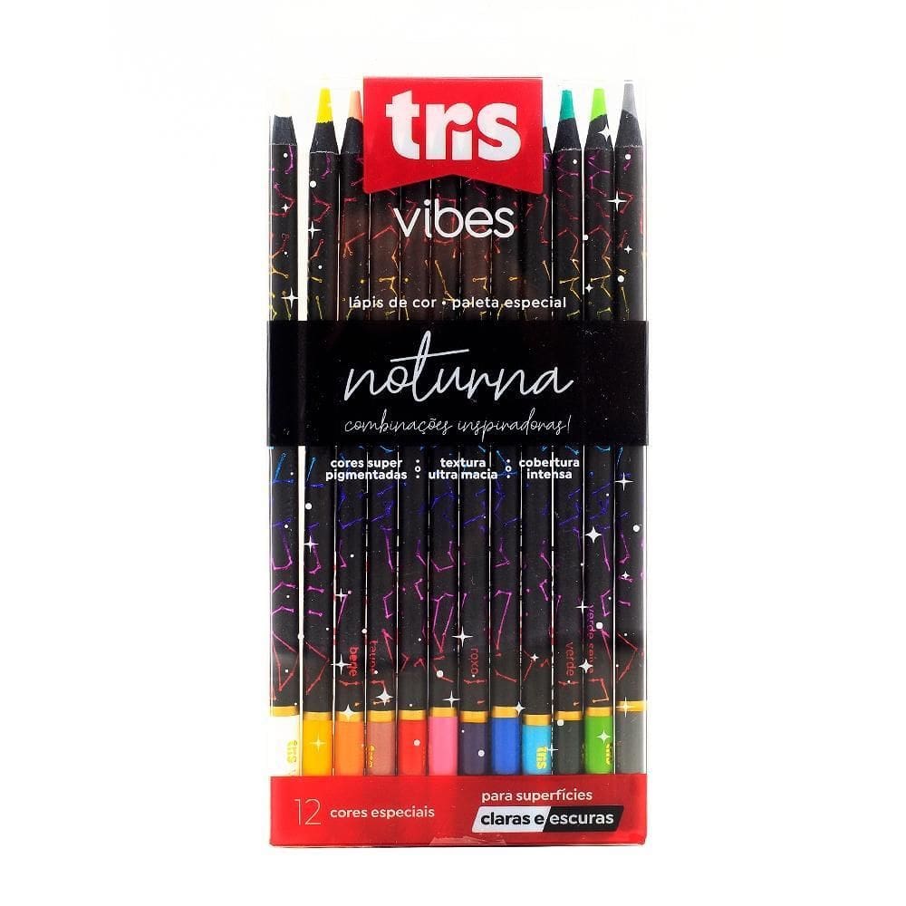 Lápis De Cor Tris Vibes 12 Cores Noturna
