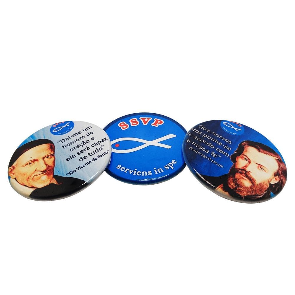 Kit 3 Bottons Personalizados Ssvp + Caneca Ser Vicentino