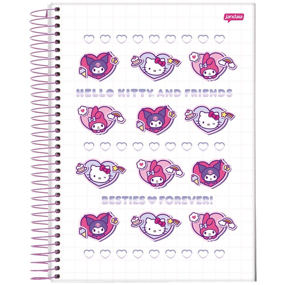 Caderno Universitário Espiral Capa Dura Hello Kitty – Besties Forever – 1 Matérias (80 folhas) – Jandaia