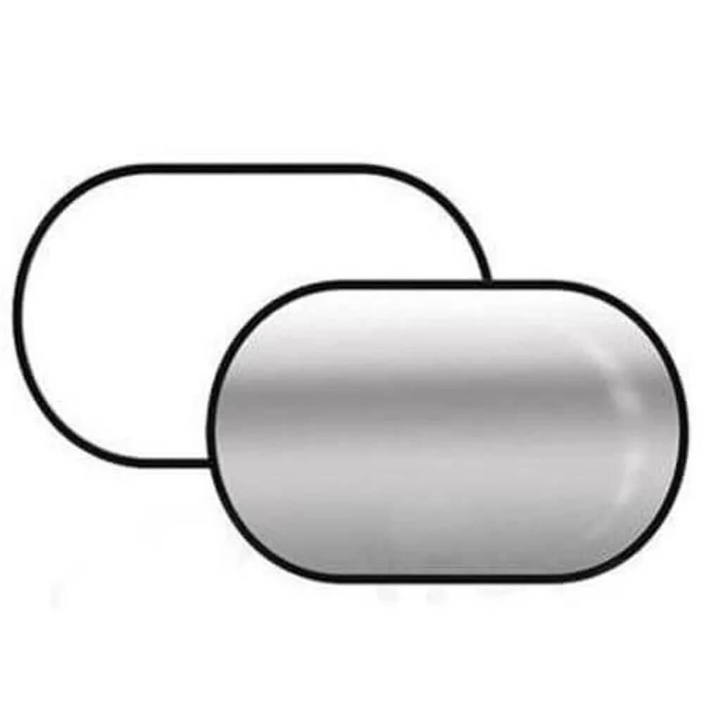 Rebatedor Oval 2 Em 1 Branco E Prata De 92X122Cm Dobrável