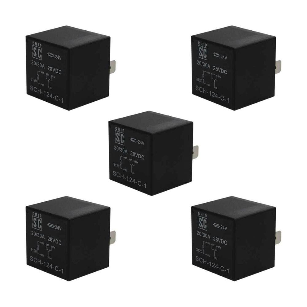5X Relé Auxiliar 5 Pinos 24V 30A Universal - Automotivo