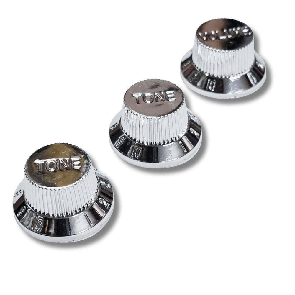 Kit 3 Knob Strato Volume Tone Tone Plástico Abs Cromado