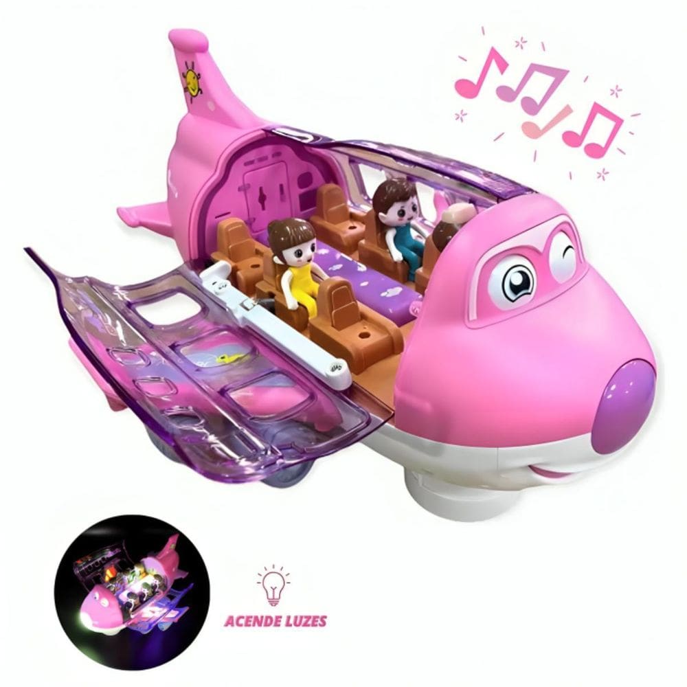 Avião Musical Infantil Luz E Som Brilhante 360