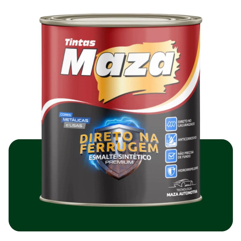 Esmalte Direto no Ferrugem Verde Folha 3,6L Sintético Solvente Maza