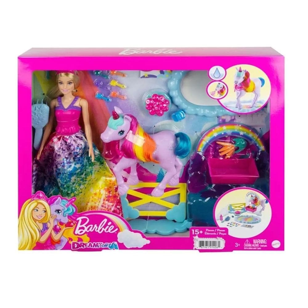 Boneca Barbie Unicórnio Arco Íris Colorido 28Cm Mattel Gtg01