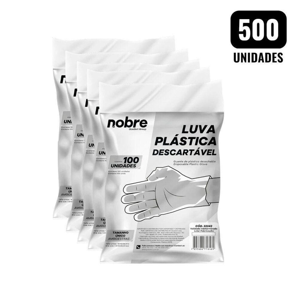 Kit 500 Luvas Plásticas Descartáveis Hdpe Nobre Tamanho único Ambidestras