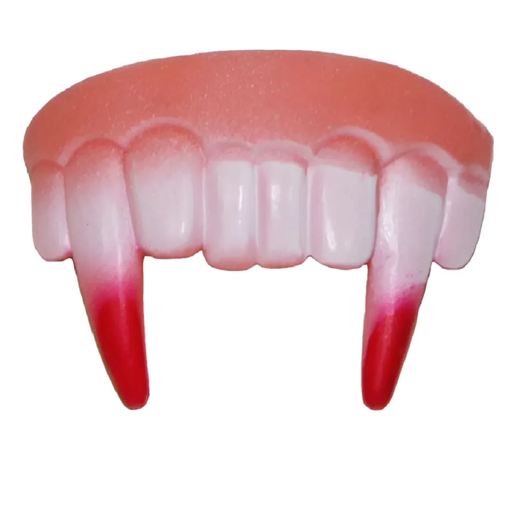 Dentadura Presas Dente De Vampiro Drácula C/ Sangue Festas