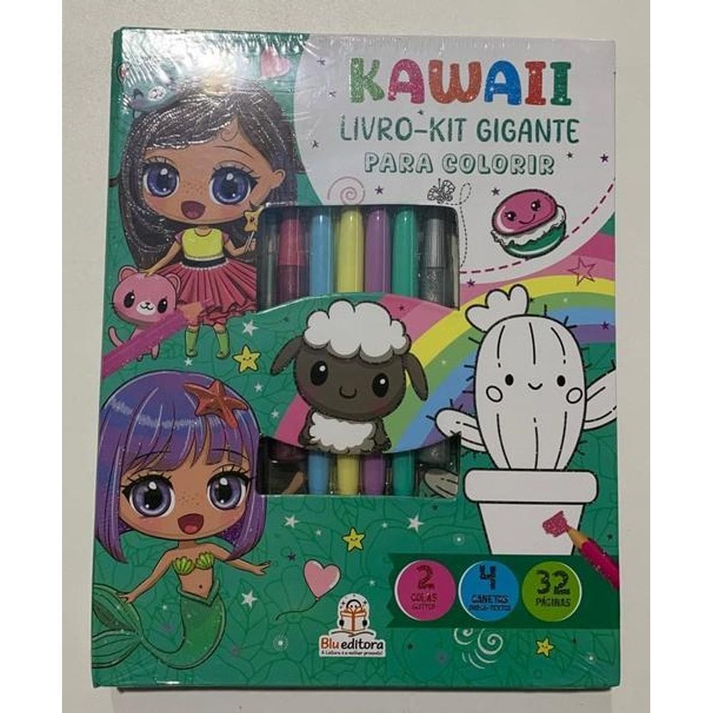 Livro-Kit Gigante Para Colorir - Kawaii - Blu Editora