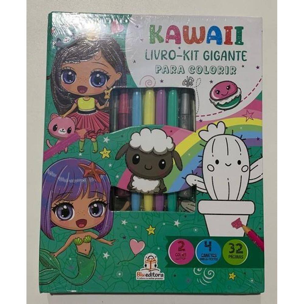 Livro-Kit Gigante Para Colorir - Kawaii - Blu Editora