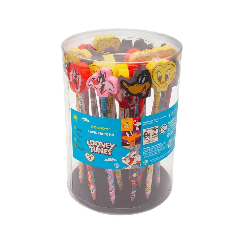Blister Com 30 Lápis Hb Com Borracha Looney Tunes Leo E Leo