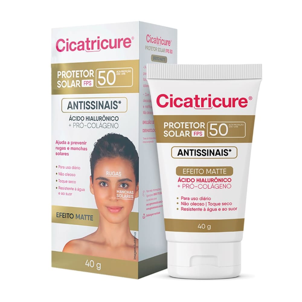 Cicatricure Protetor Solar FPS 50 Antissinais + Pro-Colágeno Efeito Matte 40g 7898636192489 COT
