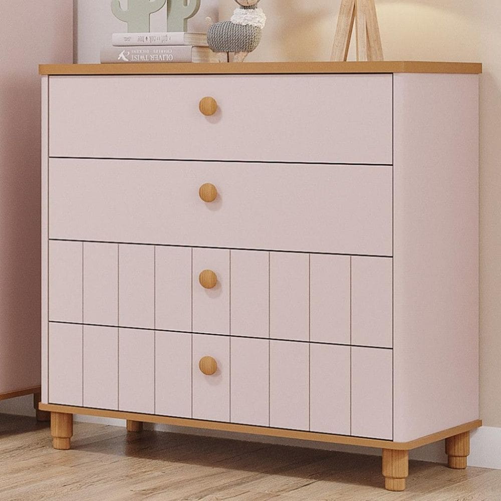 Comoda Infantil 4 Gavetas com Pes em MDF Livia Permobili