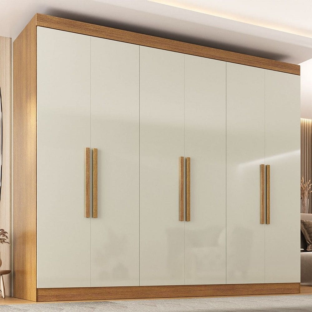 Guarda-Roupa Casal German 6 Portas 2 Gavetas Cinamomo/Off White - Maxel