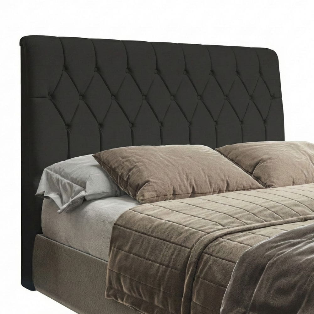 Cabeceira Para Cama Box Casal Istambul Dobuê 1.40m Com Capitonê Suede Preto