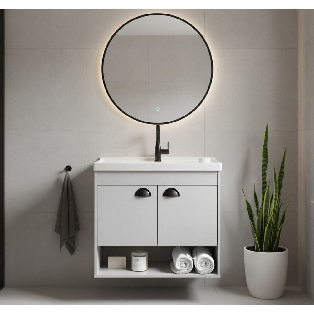 Gabinete Armário para Banheiro 60cm MDF com Cuba - Crotone Lineo