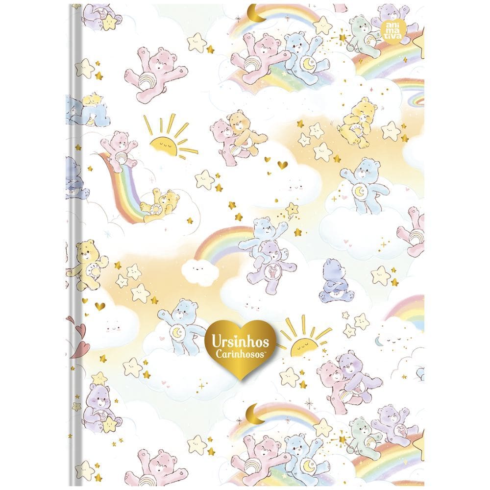 Caderno Costurado Brochura Capa Dura Ursinhos Carinhosos 160 folhas Animativa| Material Escolar | Fofo