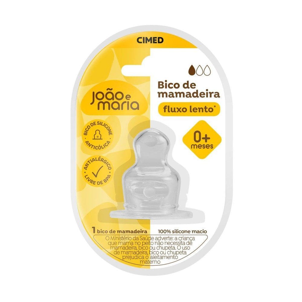 Bico de Mamadeira Cimed João e Maria Fluxo Lento 0+ Meses 1 Unidade