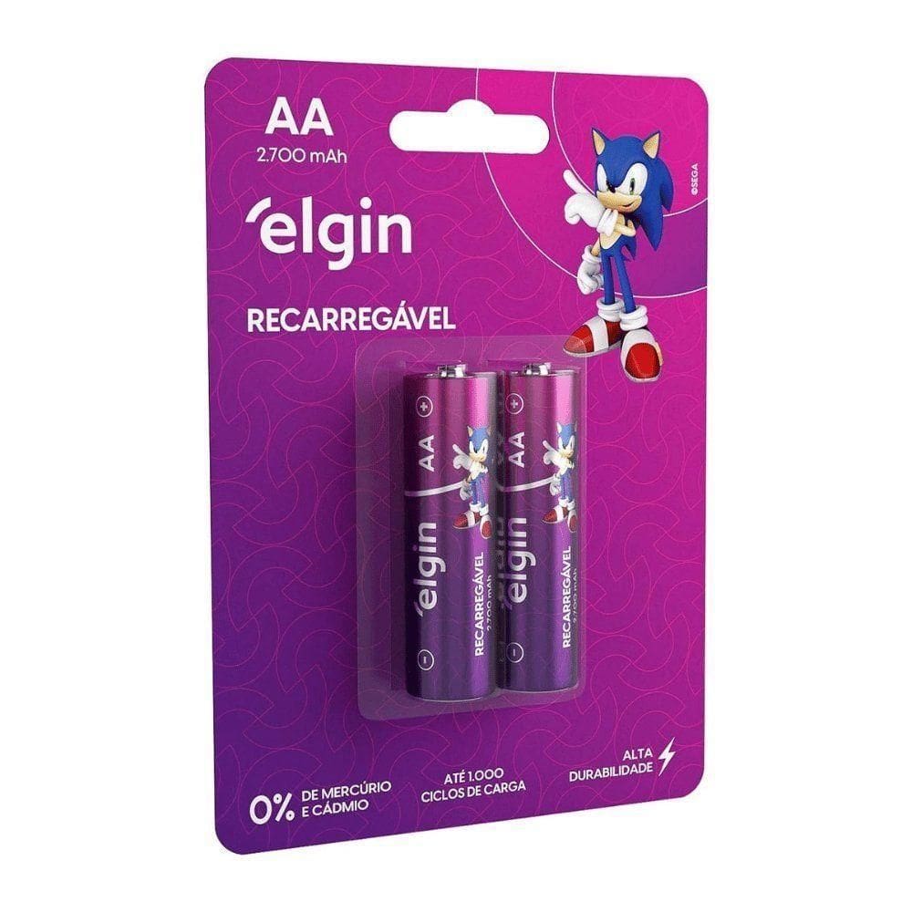 Pilha Recarregável Elgin Aa 2700mah Blister Com2