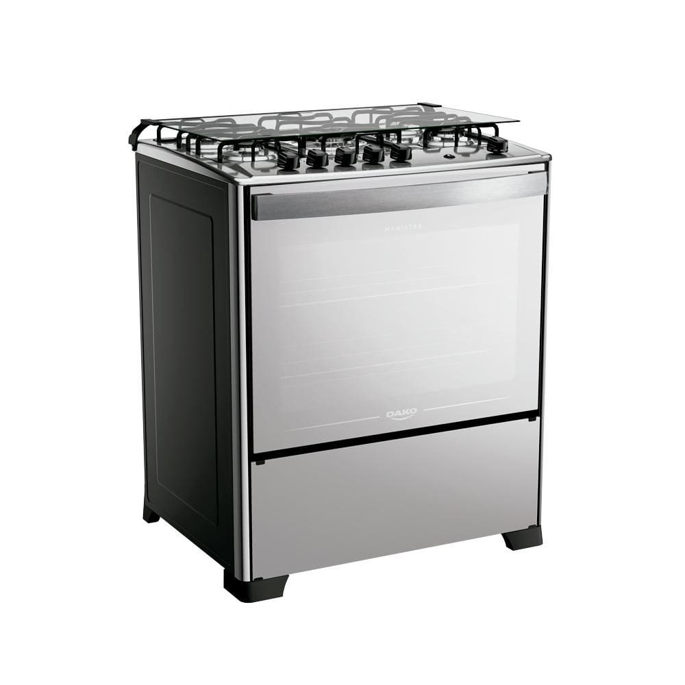 Fogão 5 Bocas a Gás Dako Magister Style com Tripla Chama e Forno 100L Inox Espelhado Bivolt