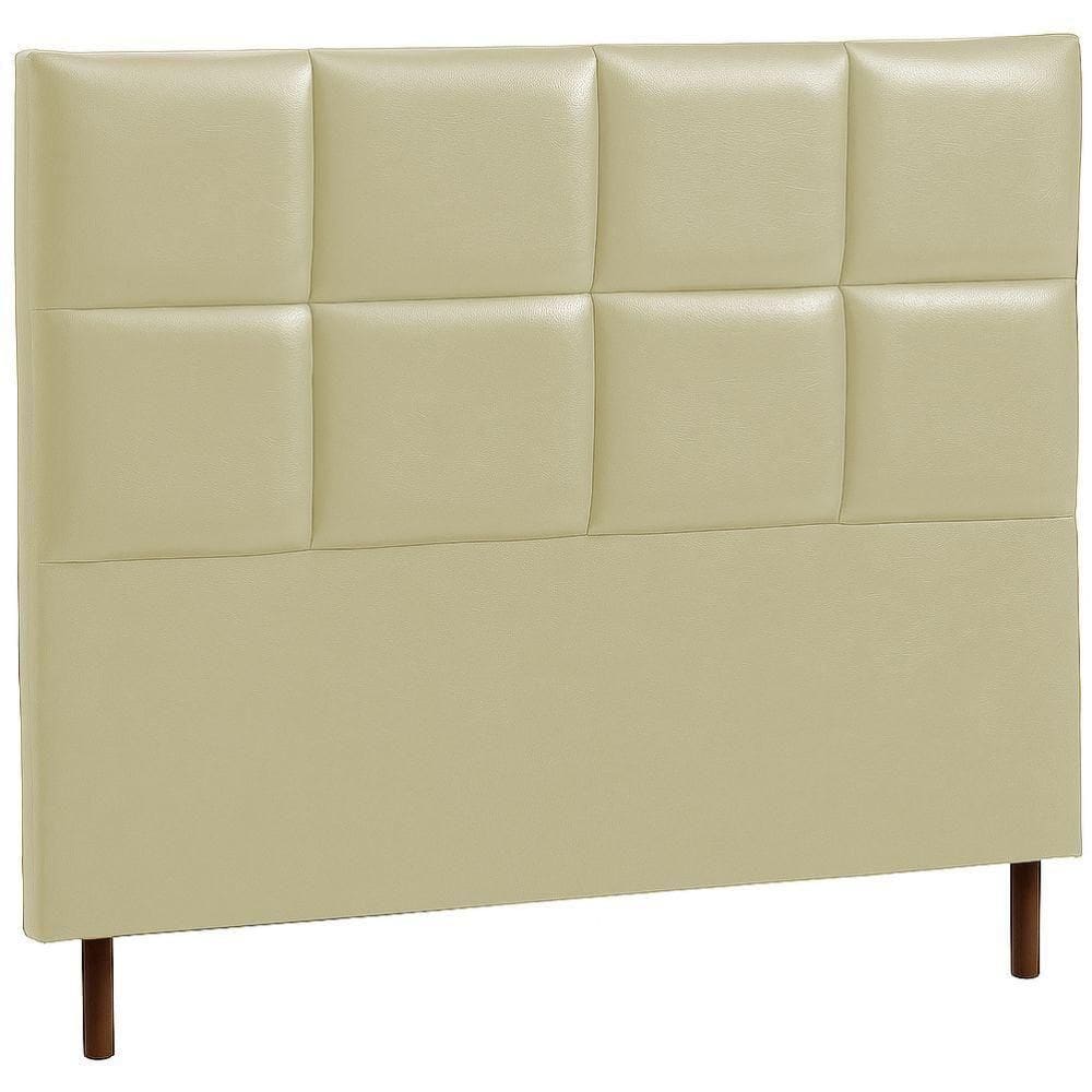 Cabeceira Estofada Queen Espanha Couro Bege 160 Cm
