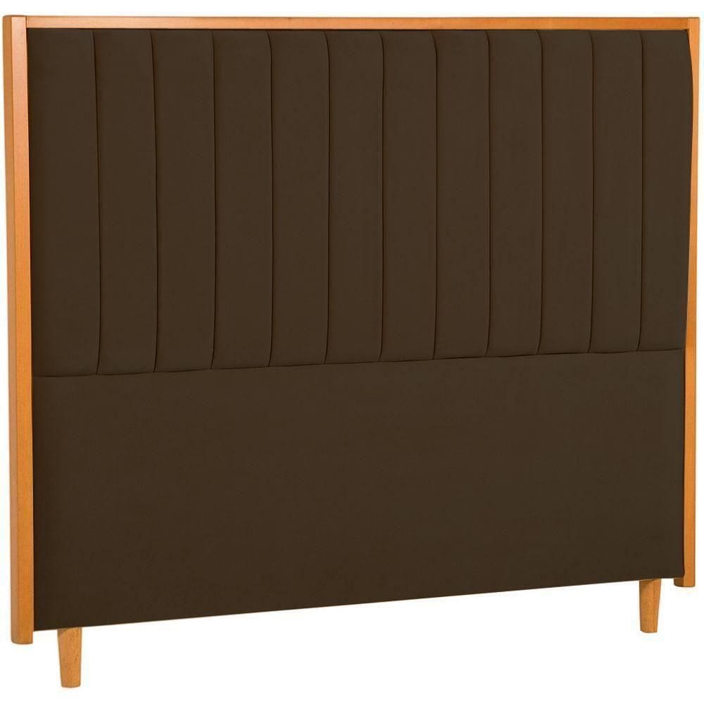 Cabeceira Estofada Queen Imperial Veludo Marrom 160 Cm