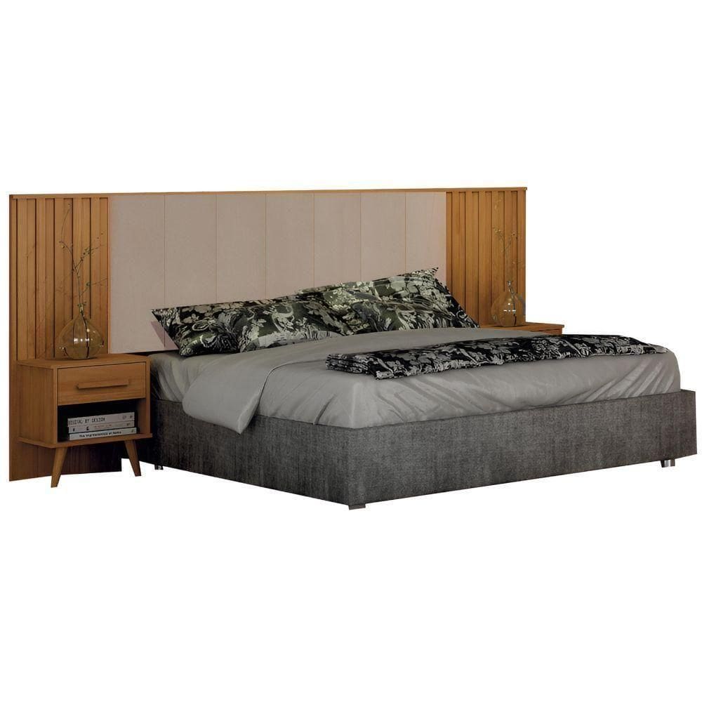 Cabeceira Casal Milano Cinamomo Veludo Palha Leifer Móveis