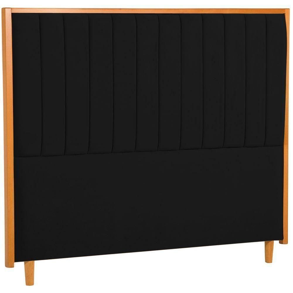 Cabeceira Estofada Queen Imperial Veludo Preto 160 Cm