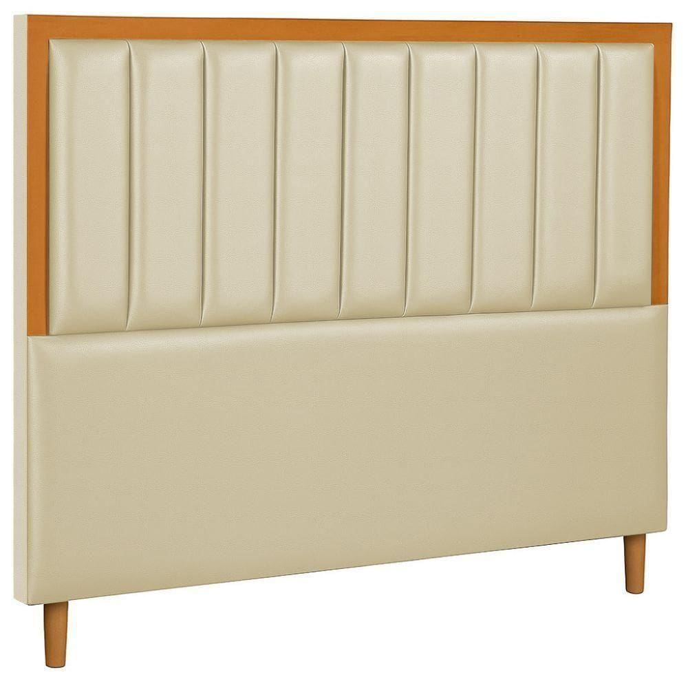 Cabeceira Estofada Queen Paris Couro Pérola 160 Cm