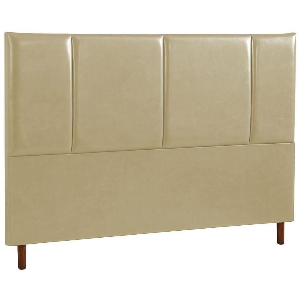 Cabeceira Estofada Casal Panamá Couro Bege 140 Cm